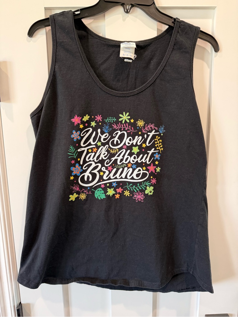 Black Graphic Tank - "We Don't Talk About Bruno" Floral Print Encanto